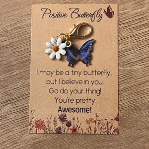 Blue Butterfly and Daisy Charm